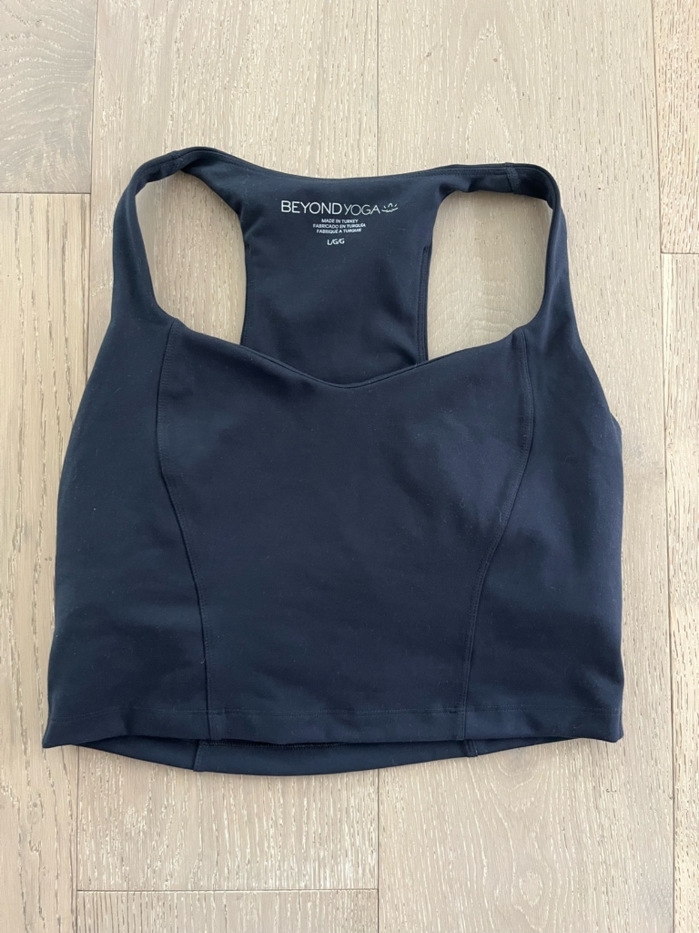 Beyond Yoga Black Racerback Performance Cropped Tank sz Large